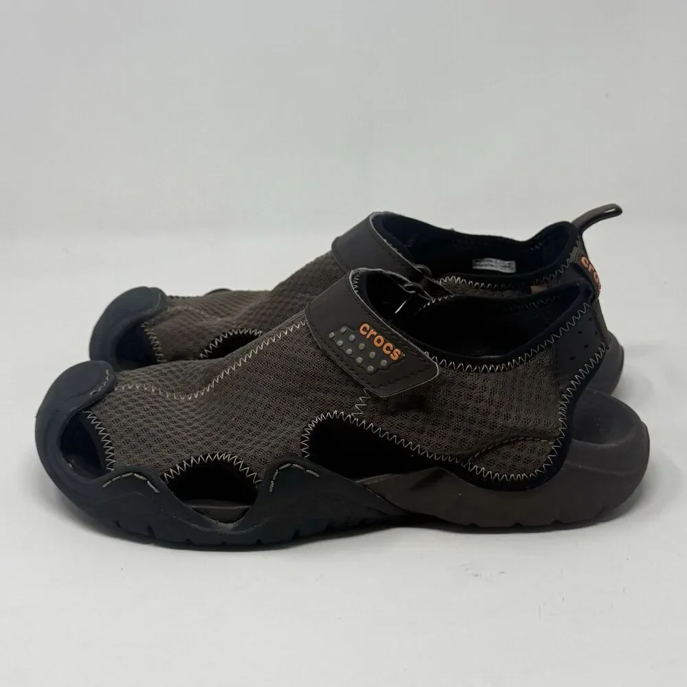 Crocs Swiftwater Mesh Deck Sandals Shoes Mens 10 Brown Fisherman Water Comfort